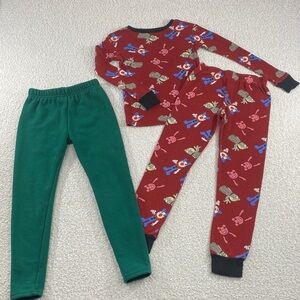 Piggy Kids Red Character Pajama Set with Green Pants size 8
